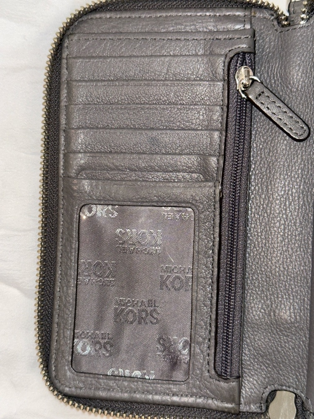 Michael Kors Dark Gray Leather Zip Wristlet - Picture 3 of 7
